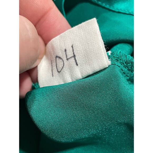 VTG Pendleton Women's Medium 14 Silky Neck Tie Bow Long Puff Sleeve Top Green - Picture 11 of 12